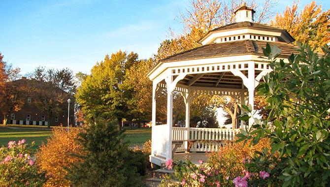 The gazebo is a nice spot to literally stop and smell the flowers.